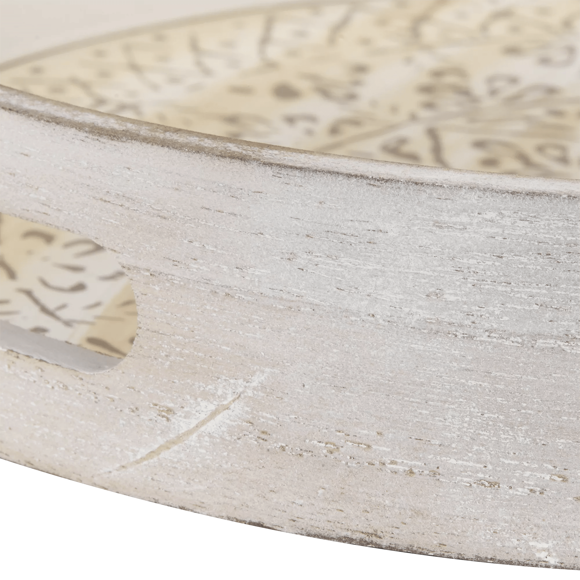 Round Patterned Wood Tray