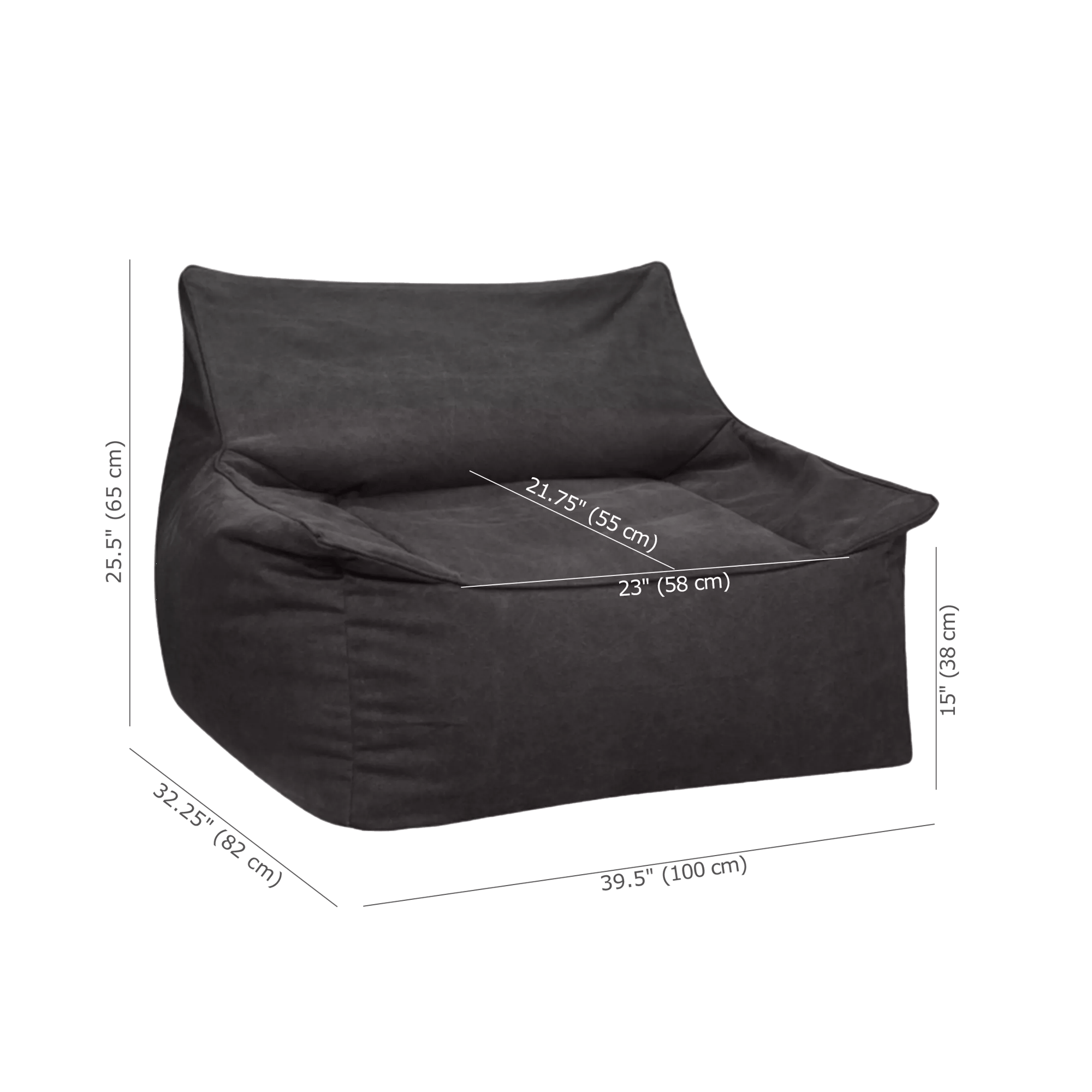 Grey Large Bean Bag Chair