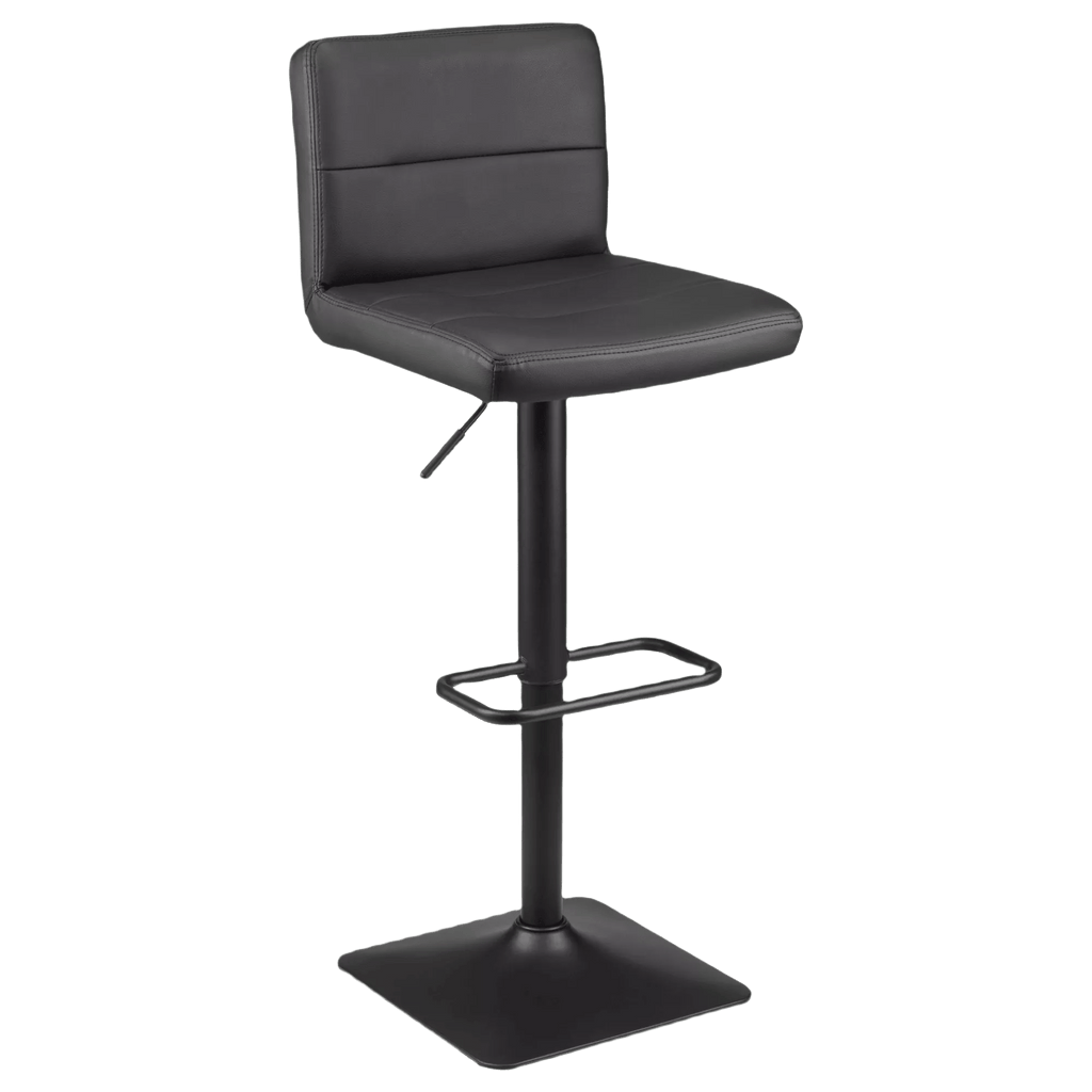 Black Matte Faux Leather and Metal Adjustable Bar Stool