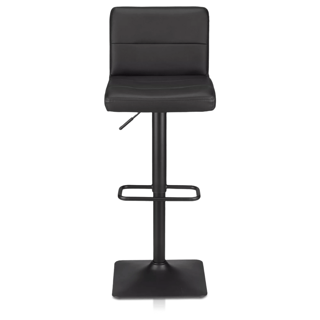 Black Matte Faux Leather and Metal Adjustable Bar Stool
