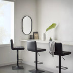 Black Matte Faux Leather and Metal Adjustable Bar Stool