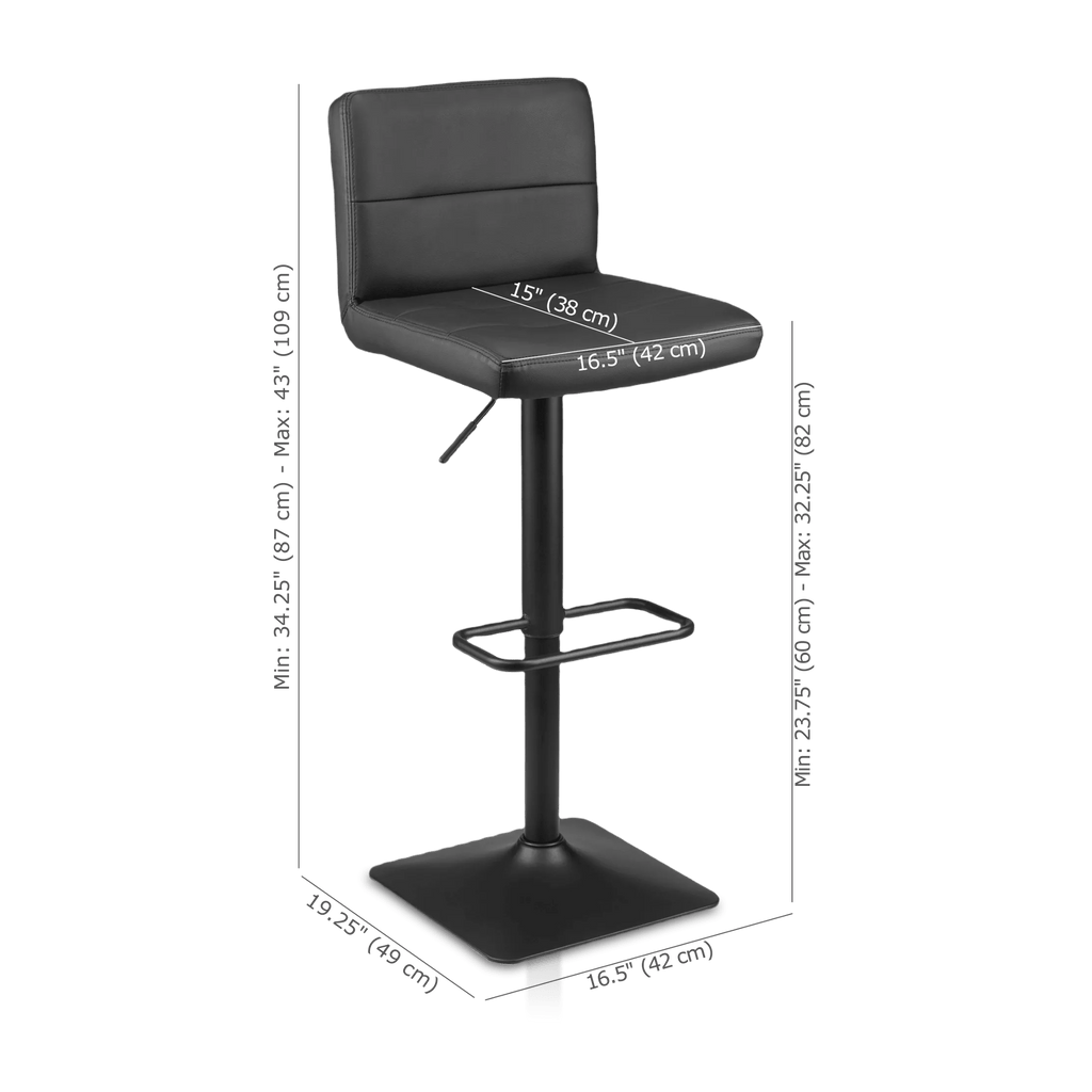 Black Matte Faux Leather and Metal Adjustable Bar Stool