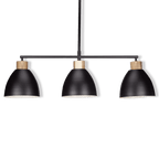 3-Bulb Metal and Wood Ceiling Lamp