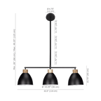 3-Bulb Metal and Wood Ceiling Lamp
