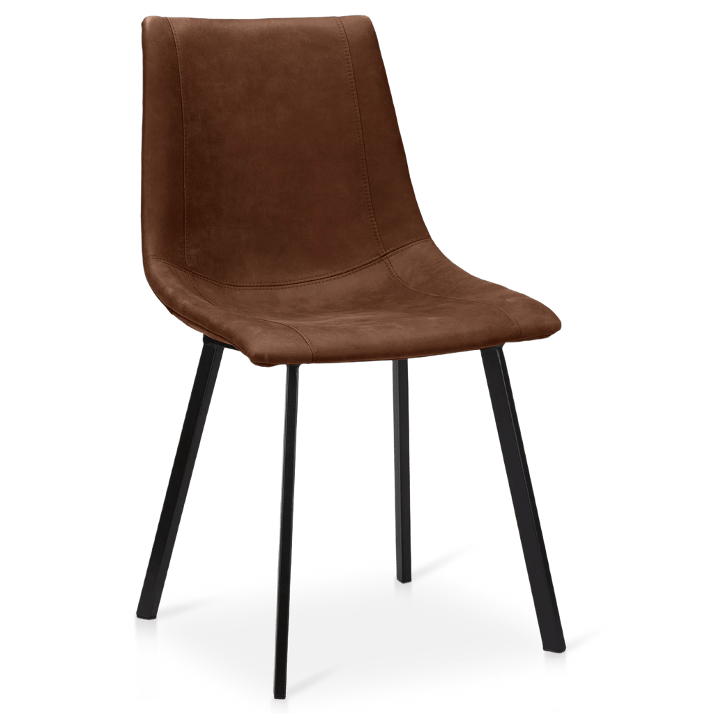 Rust Textured Faux Leather and Metal Dining Chair
