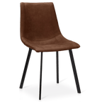 Rust Textured Faux Leather and Metal Dining Chair