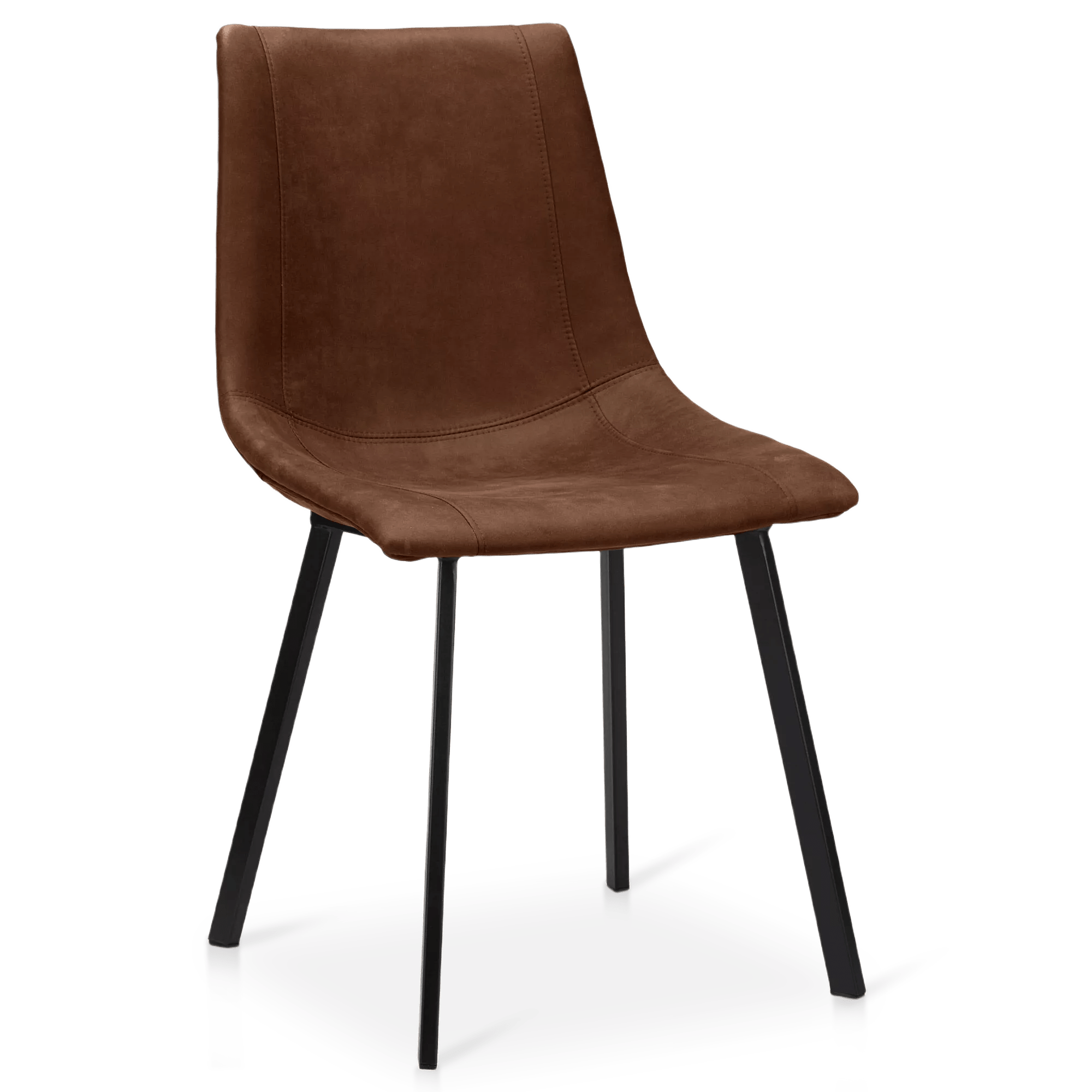 Rust Textured Faux Leather and Metal Dining Chair