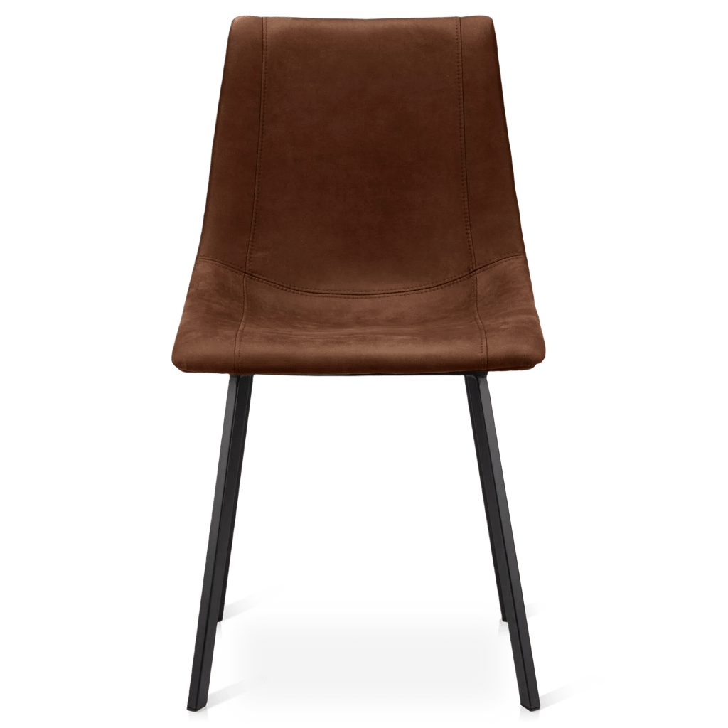 Rust Textured Faux Leather and Metal Dining Chair