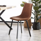 Rust Textured Faux Leather and Metal Dining Chair