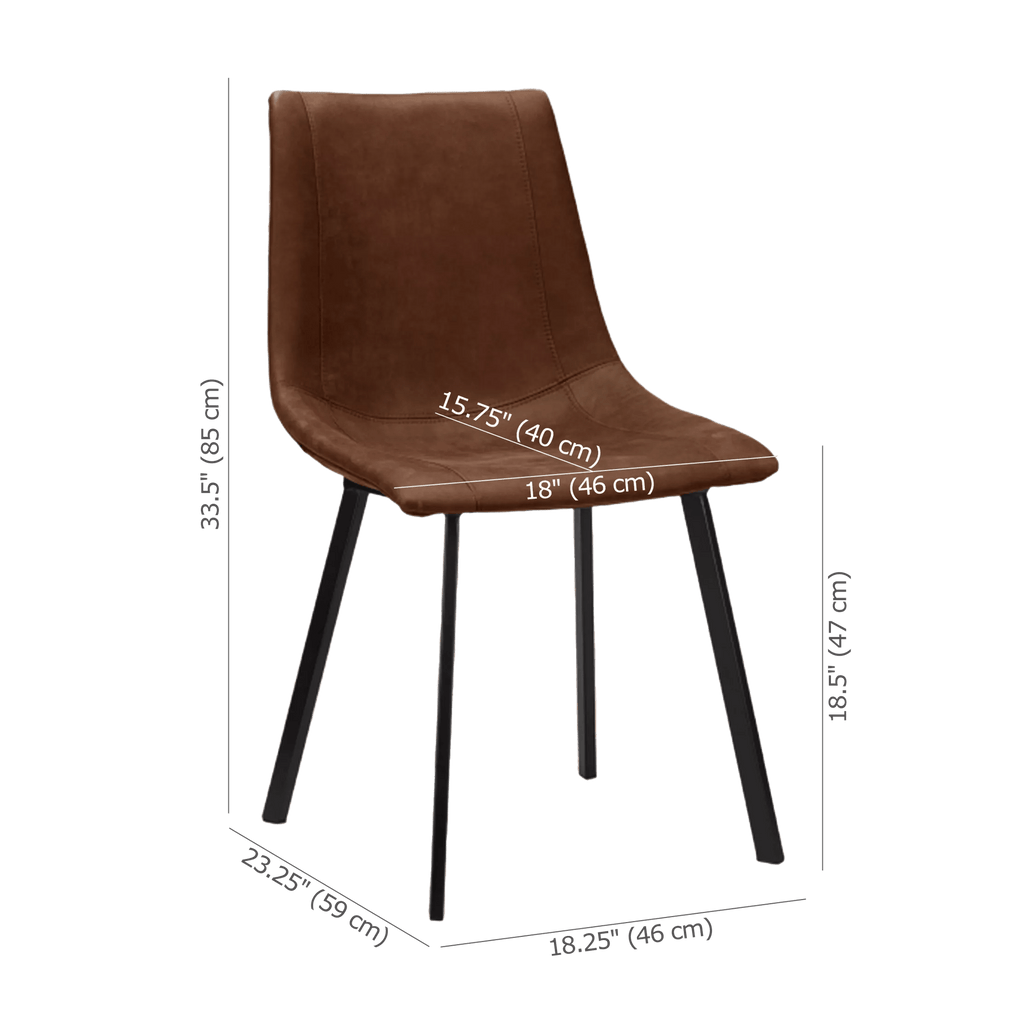 Rust Textured Faux Leather and Metal Dining Chair