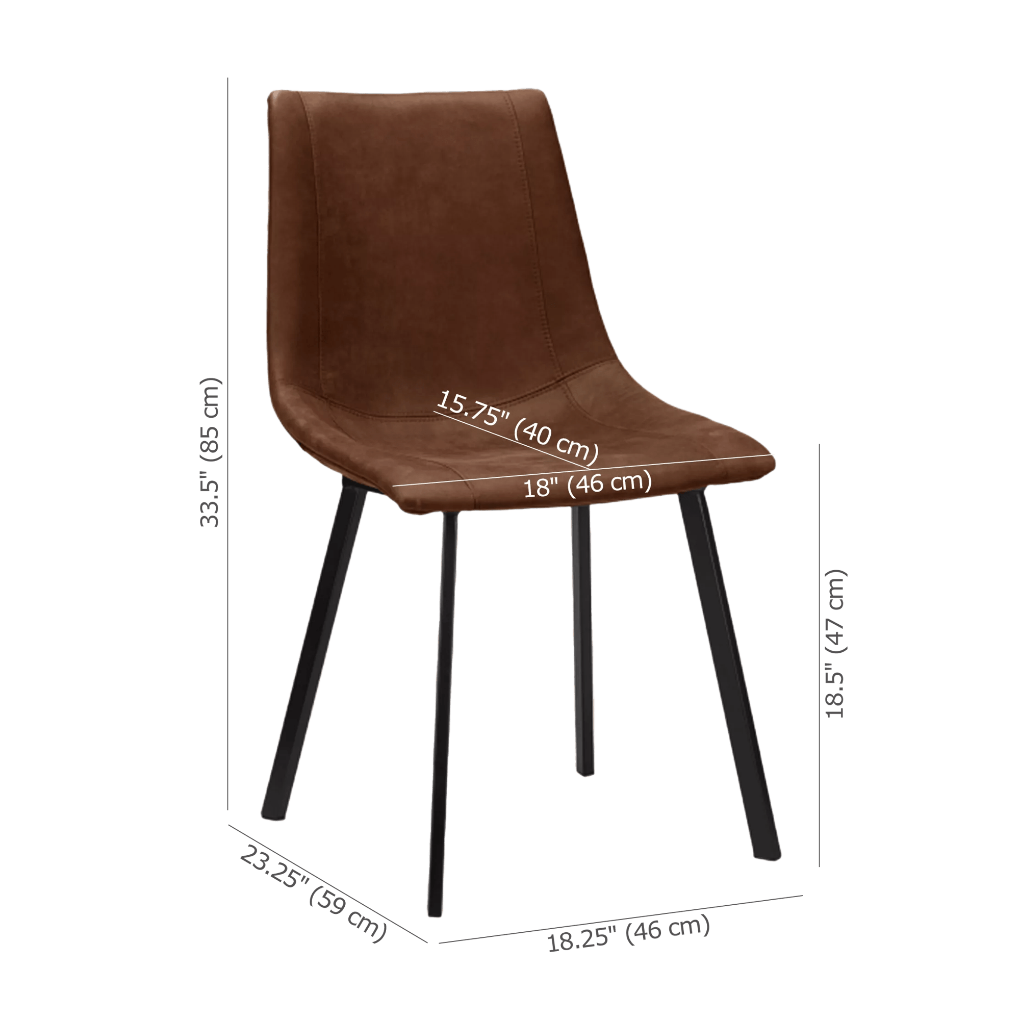 Rust Textured Faux Leather and Metal Dining Chair