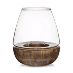 Glass and Wood Candle Holder
