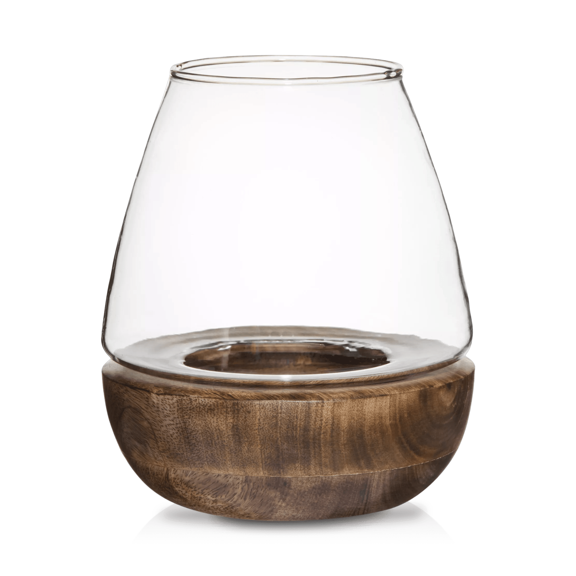 Glass and Wood Candle Holder