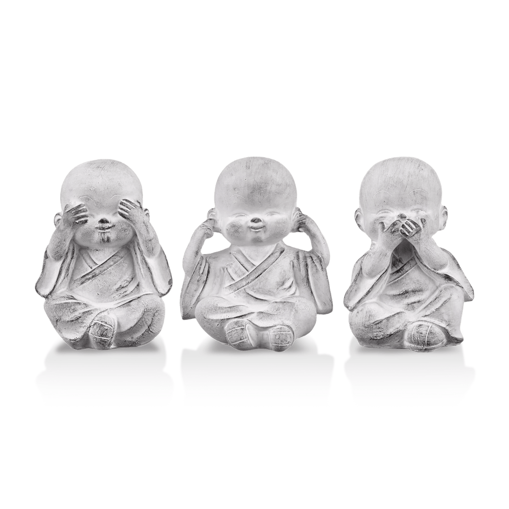 Three Wise Buddha Cement Statuettes