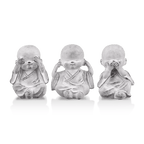 Three Wise Buddha Cement Statuettes