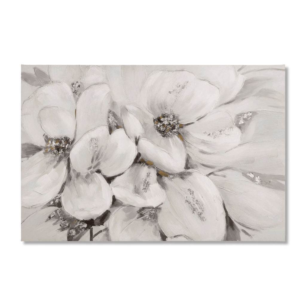 White Blossom Printed Canvas with Gel-Embellishments
