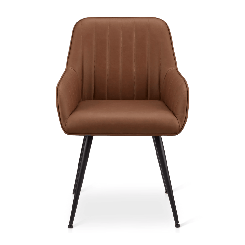 Textured Faux Leather and Metal Dining Chair