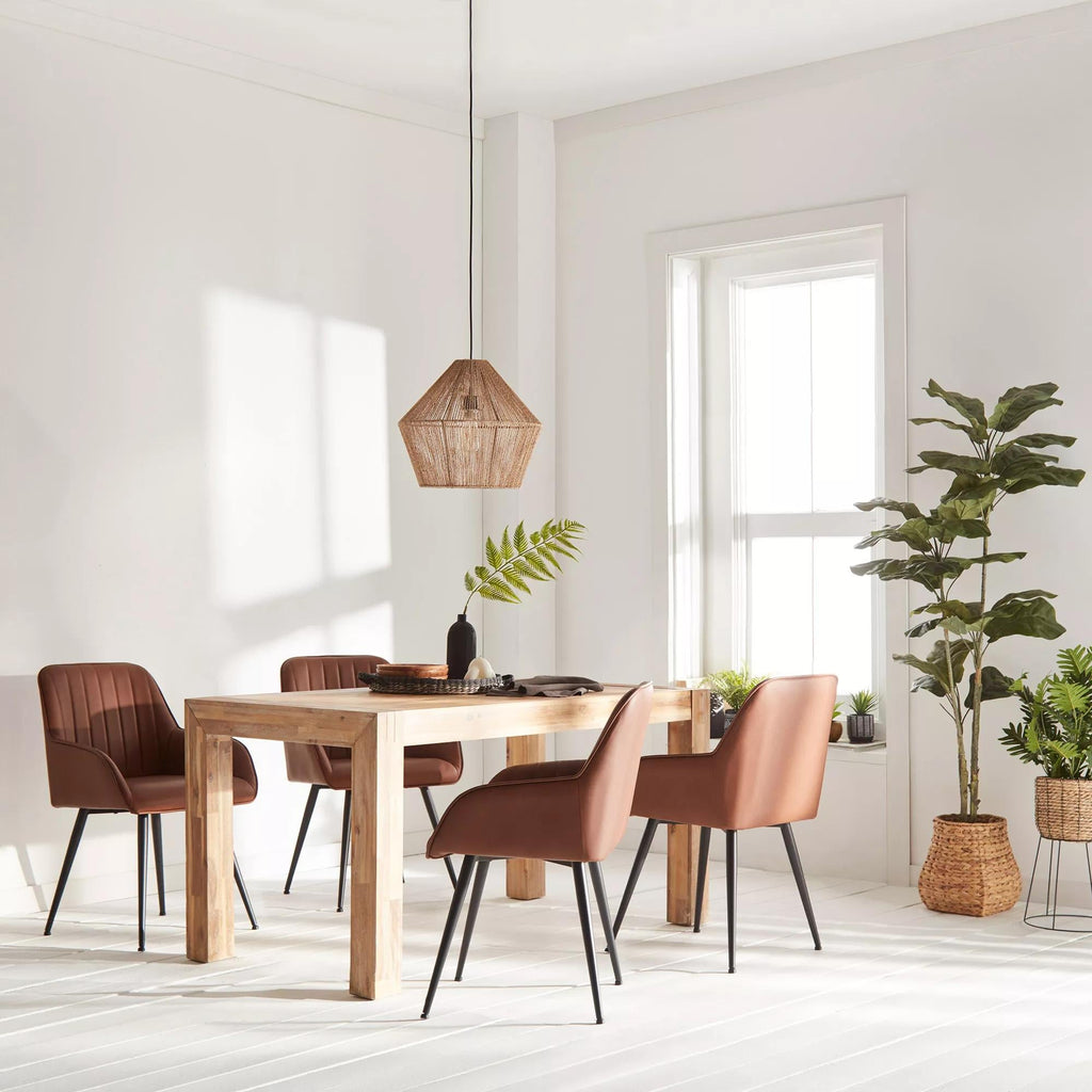 Textured Faux Leather and Metal Dining Chair