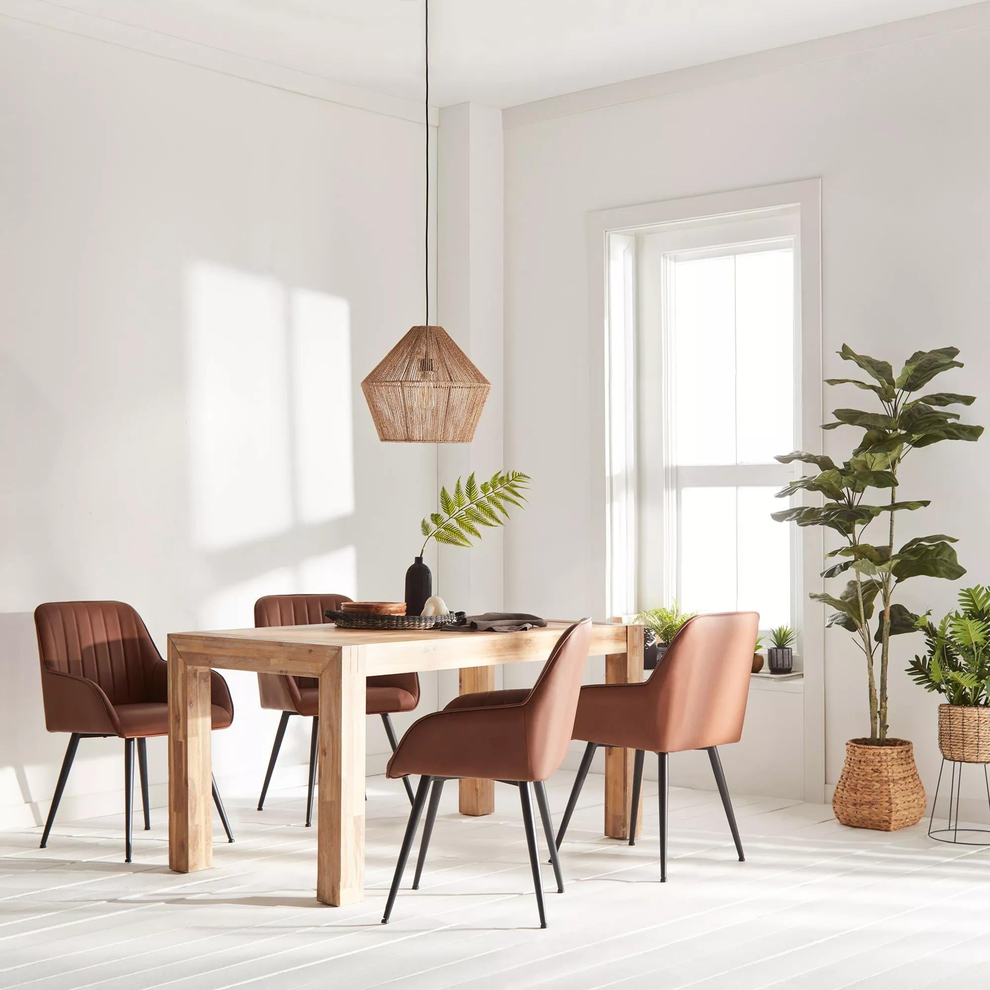 Textured Faux Leather and Metal Dining Chair