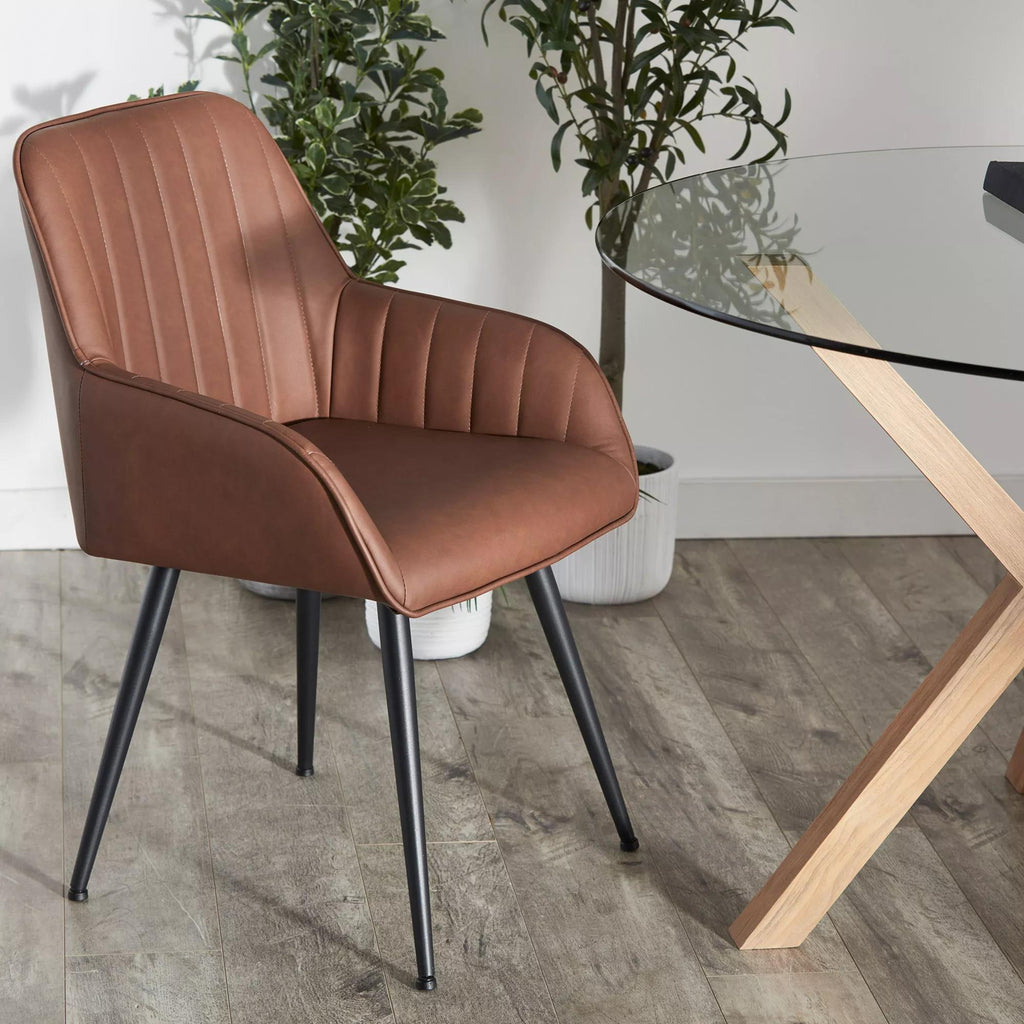 Textured Faux Leather and Metal Dining Chair