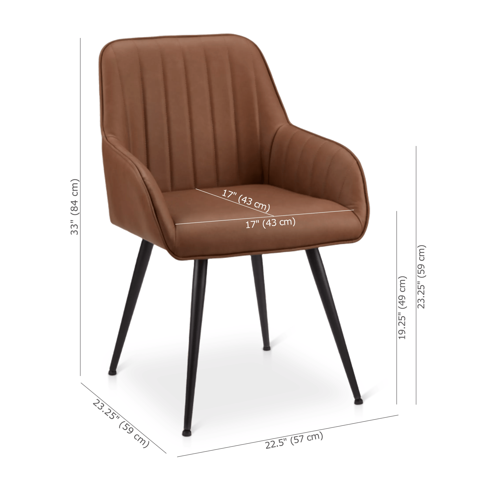 Textured Faux Leather and Metal Dining Chair