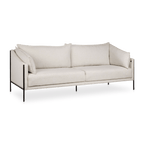Oatmeal Fabric Sofa with Black Metal Legs