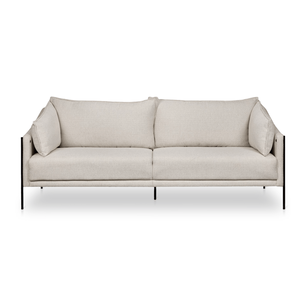 Oatmeal Fabric Sofa with Black Metal Legs