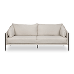 Oatmeal Fabric Sofa with Black Metal Legs