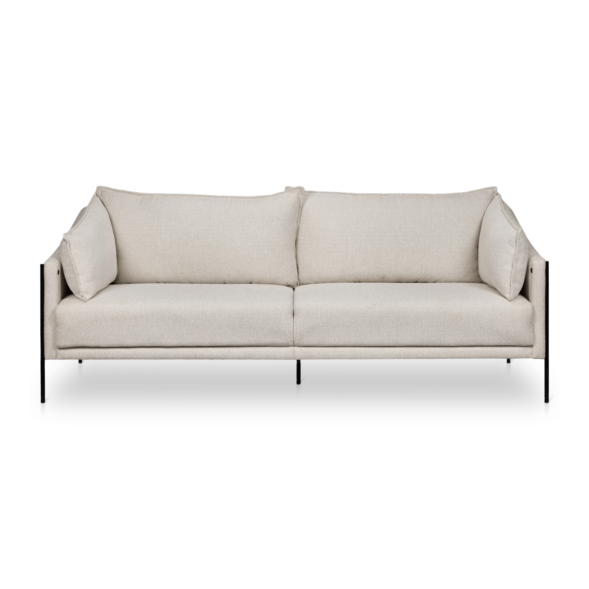 Oatmeal Fabric Sofa with Black Metal Legs