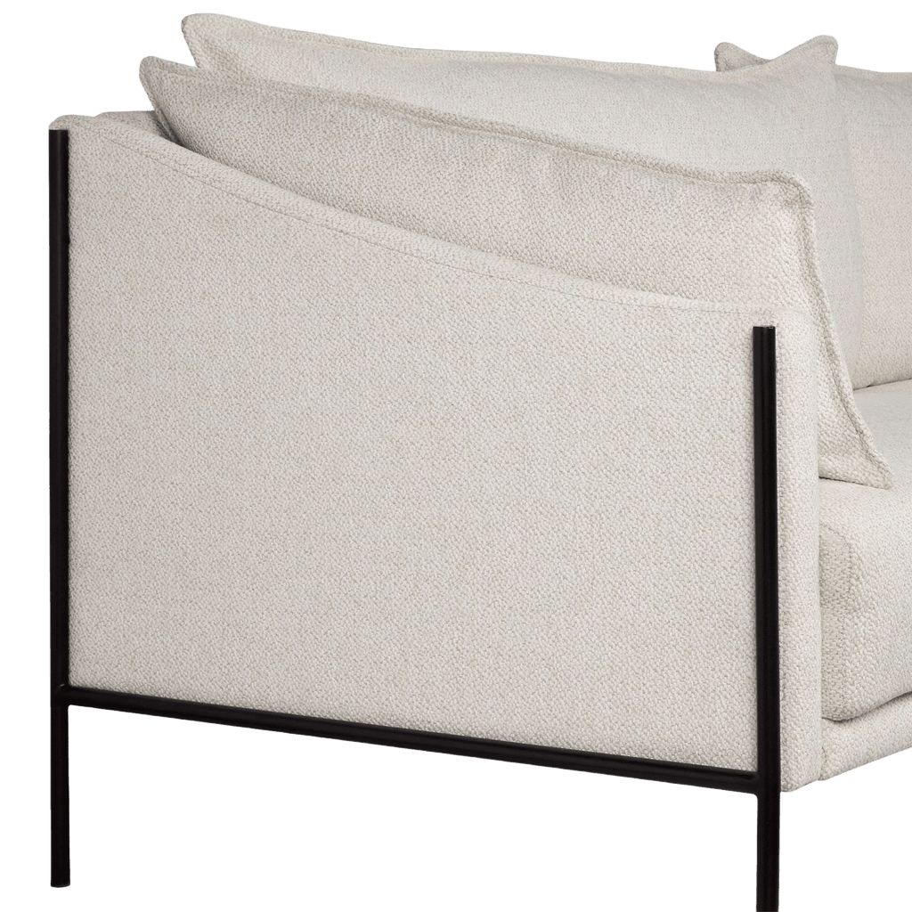 Oatmeal Fabric Sofa with Black Metal Legs