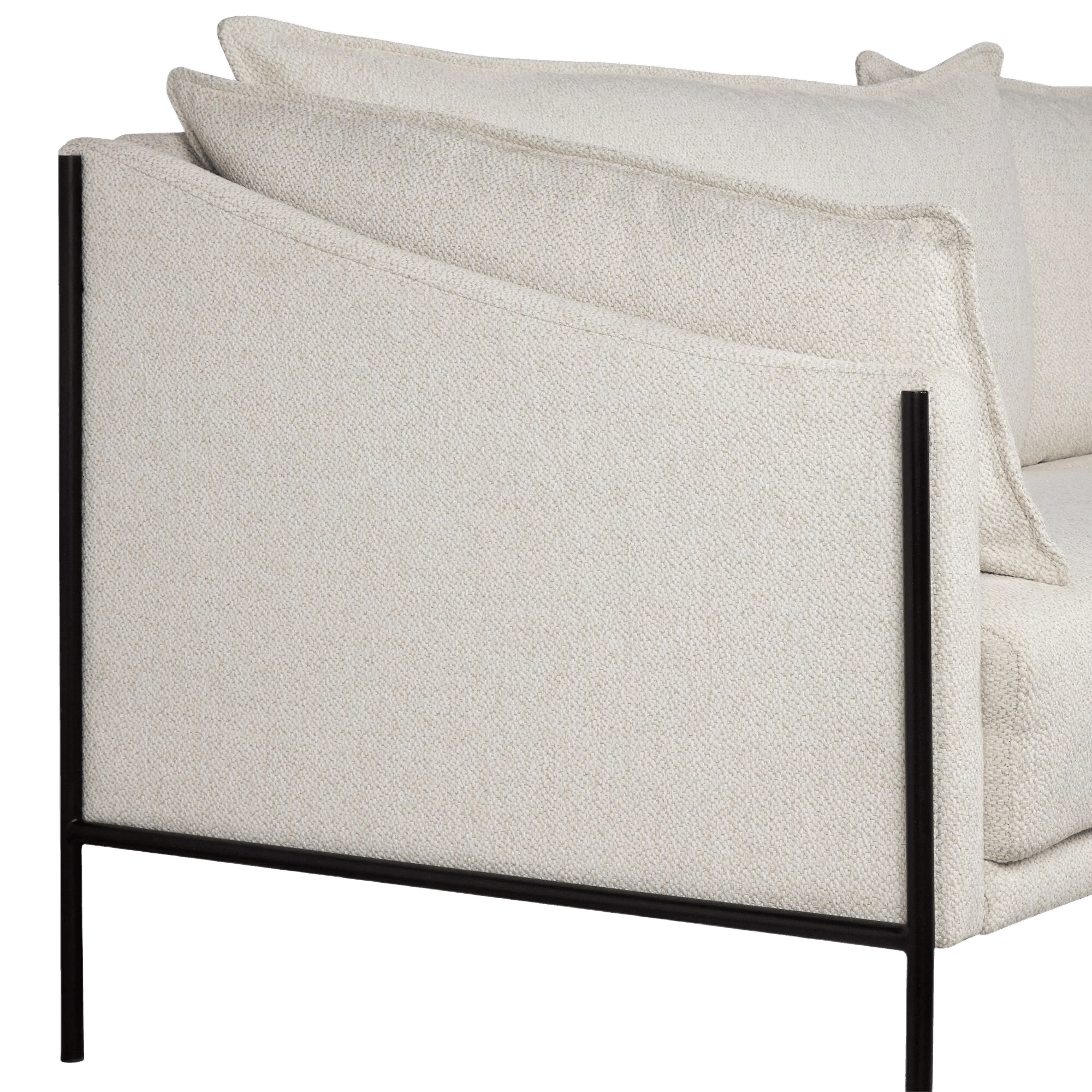 Oatmeal Fabric Sofa with Black Metal Legs