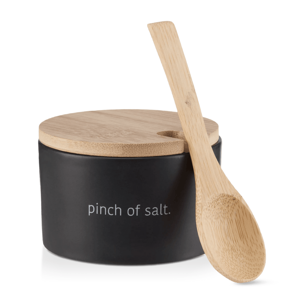 Ceramic Salt Jar with Bamboo Lid and Spoon