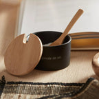 Ceramic Salt Jar with Bamboo Lid and Spoon