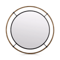 Round Wood-Framed Mirror