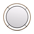 Round Wood-Framed Mirror