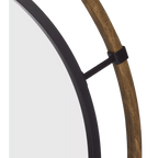 Round Wood-Framed Mirror