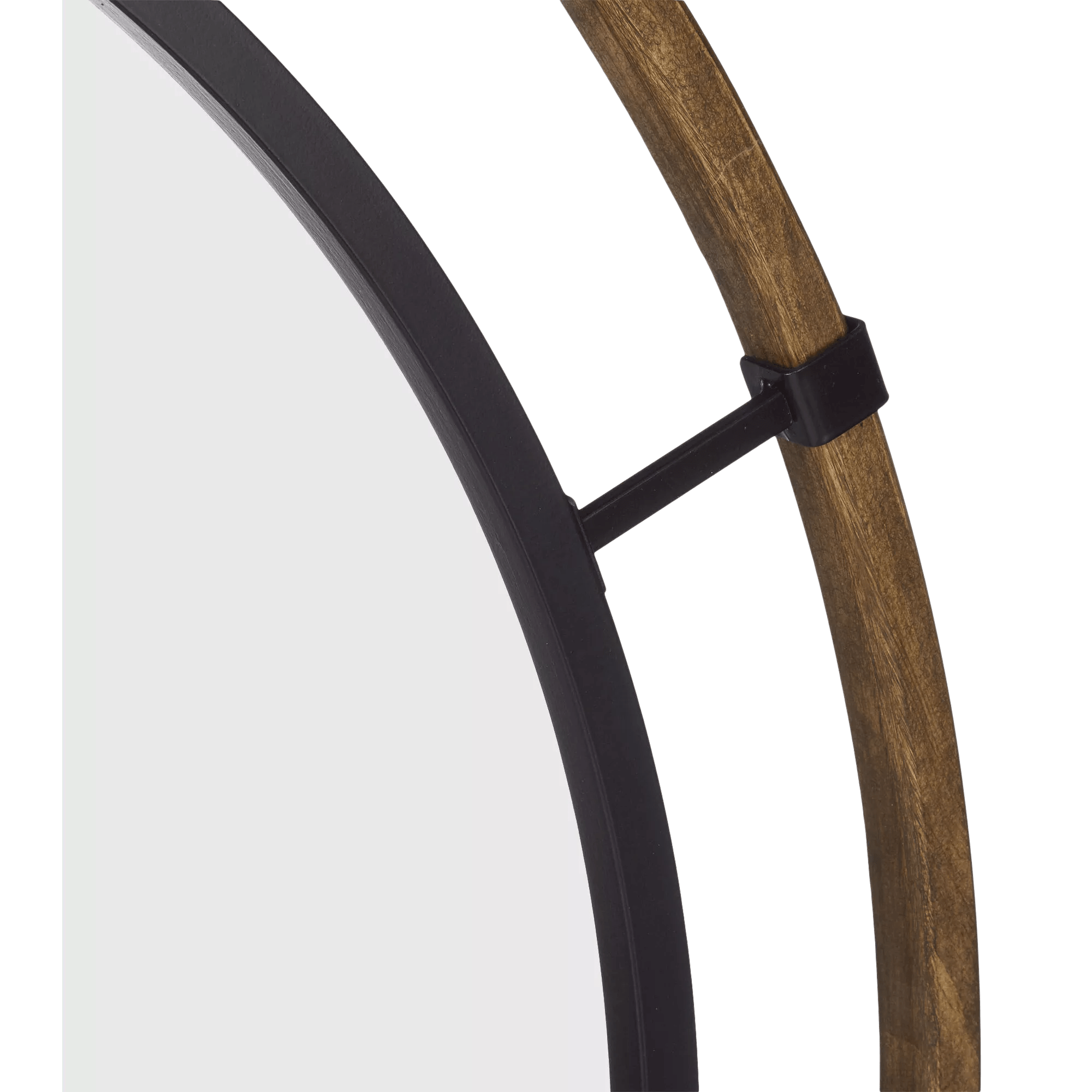 Round Wood-Framed Mirror