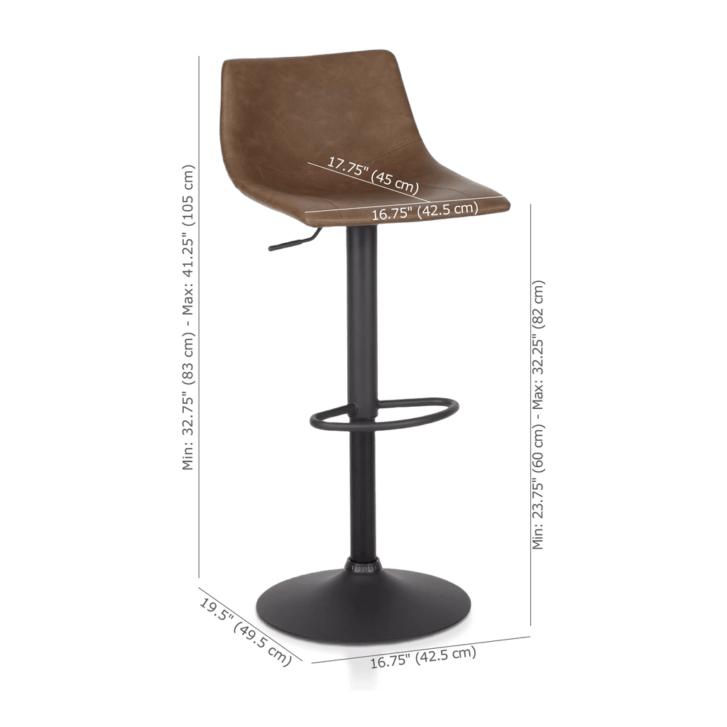Faux Leather and Metal Adjustable Bar Stool