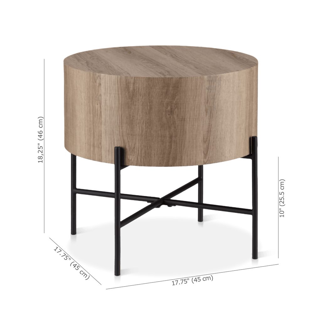 Veneer and Metal Side Table