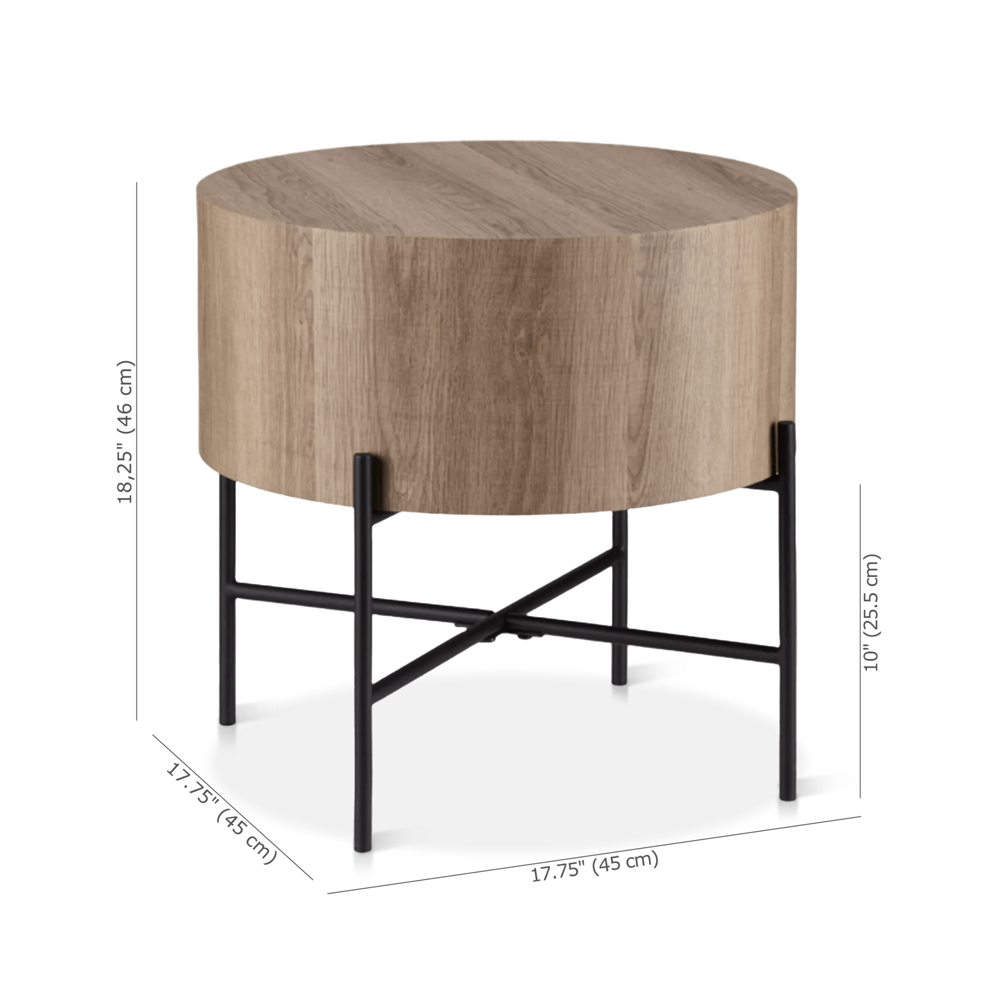 Veneer and Metal Side Table