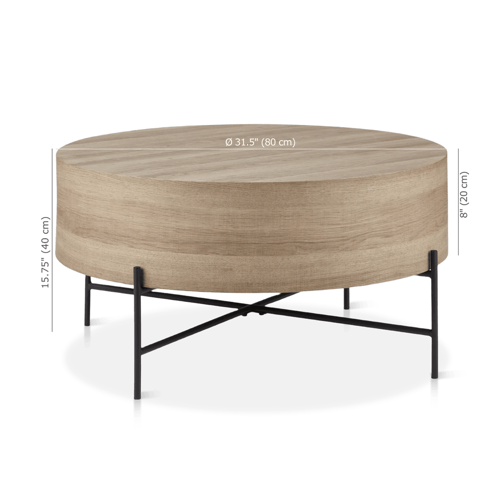 Veneer and Metal Coffee Table