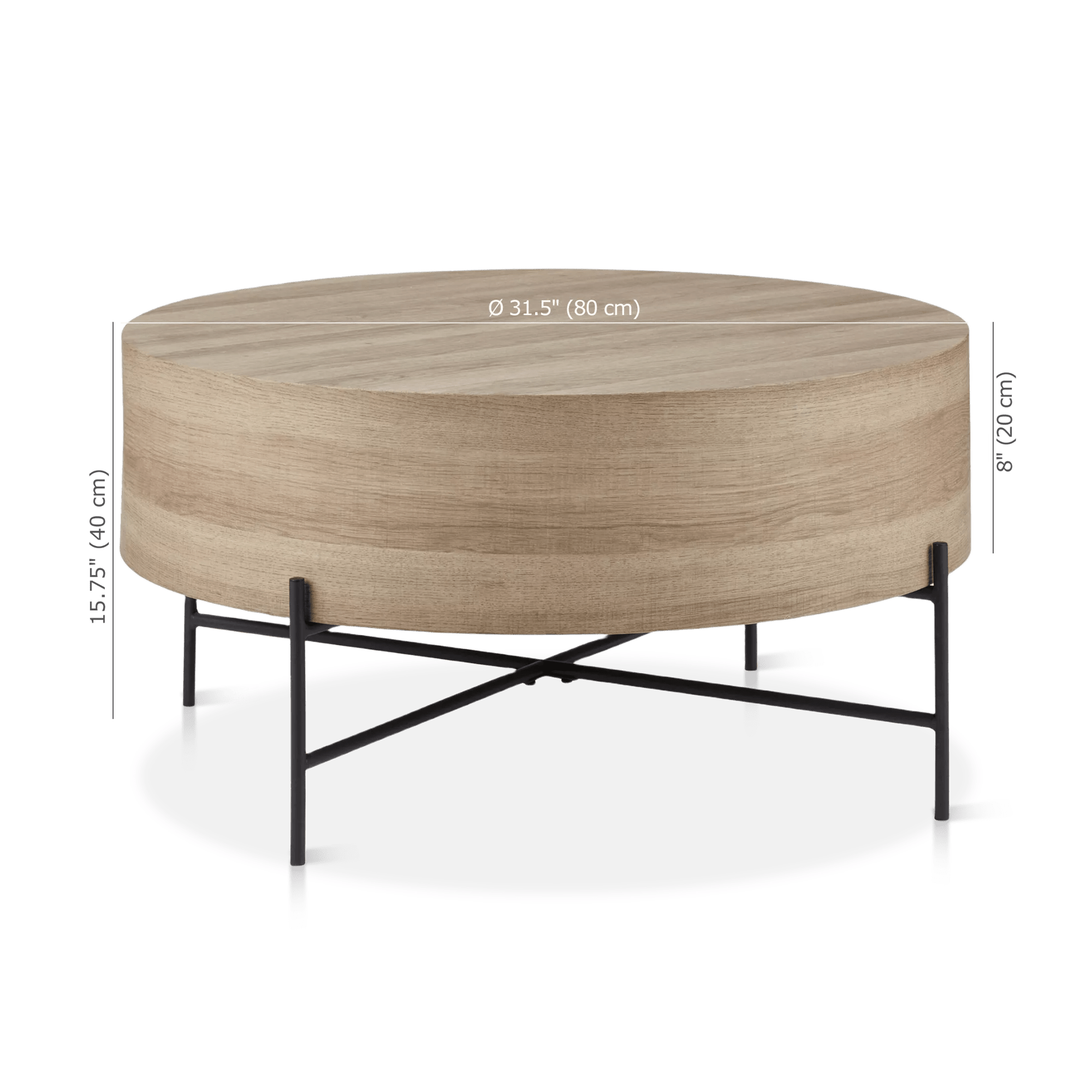 Veneer and Metal Coffee Table