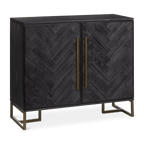 Two-Door Chevron Veneer and Metal Buffet