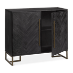 Two-Door Chevron Veneer and Metal Buffet
