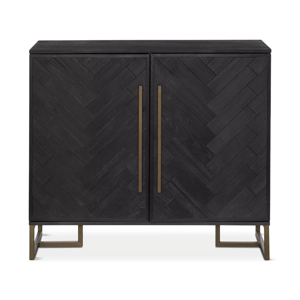 Two-Door Chevron Veneer and Metal Buffet