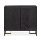 Two-Door Chevron Veneer and Metal Buffet