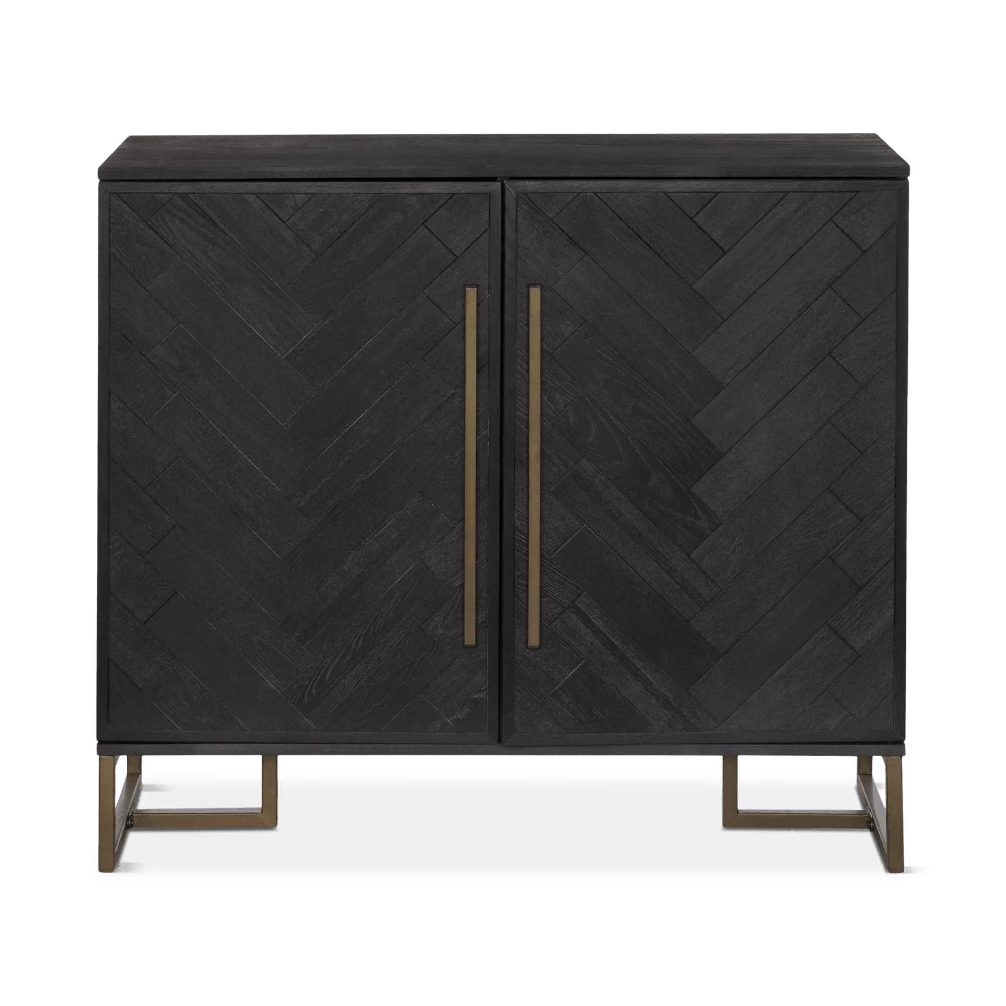 Two-Door Chevron Veneer and Metal Buffet