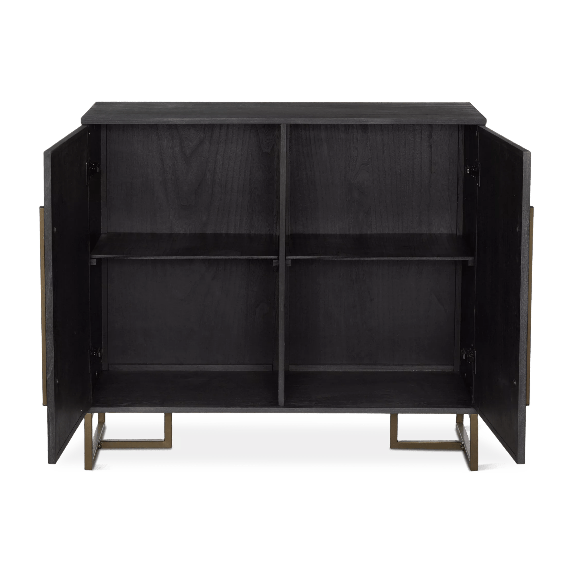 Two-Door Chevron Veneer and Metal Buffet