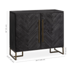 Two-Door Chevron Veneer and Metal Buffet