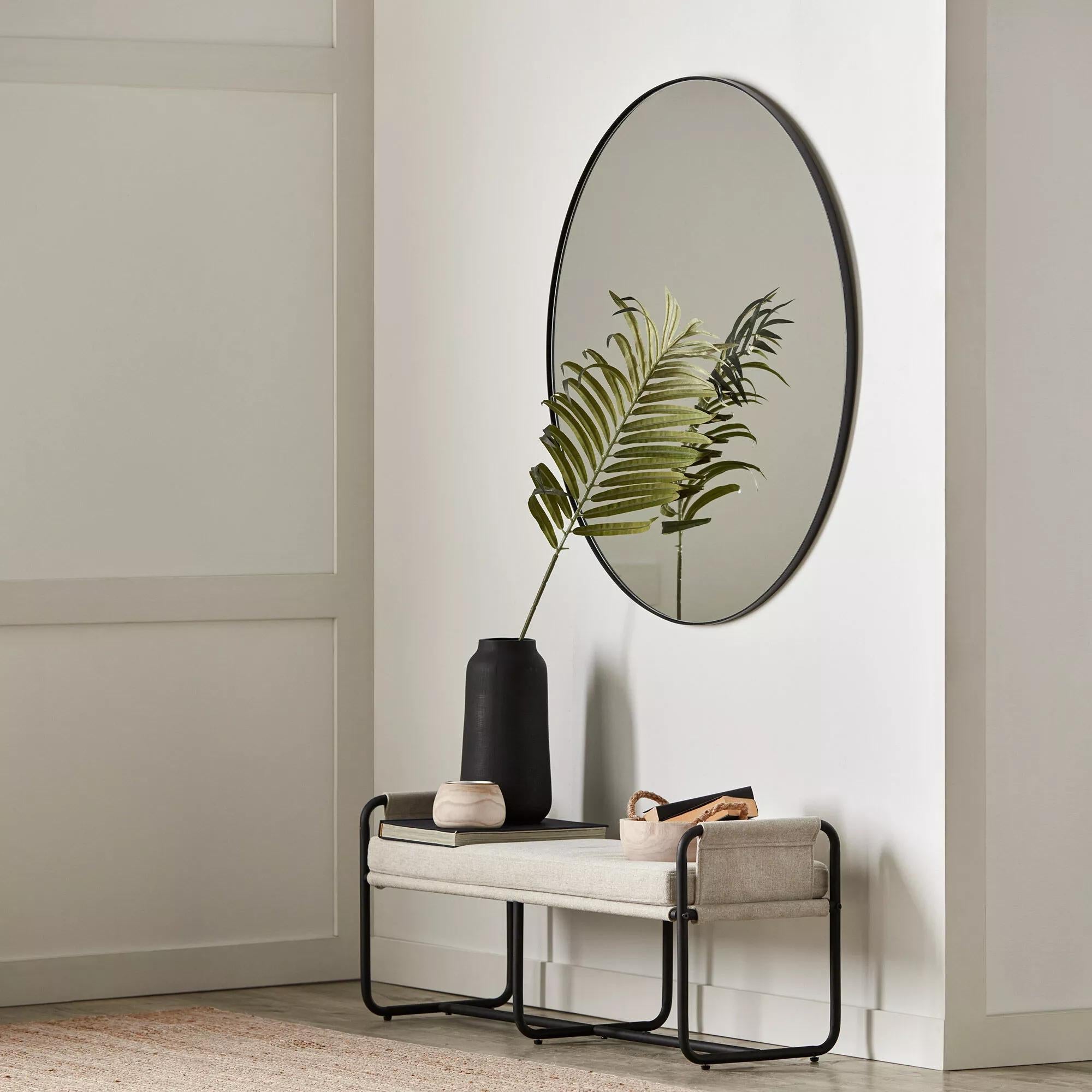 Round Mirror with Black Frame